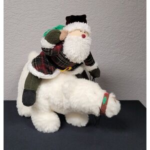 Sugar Loaf Santa Riding A Polar Bear Carrying a Christmas Tree Plush 12 inch